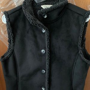 LL Bean Faux Suede Shearling Vest